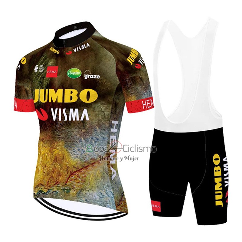 Jumbo Visma Ropa Ciclismo Culotte Corto 2023 Hombre Mangas Cortas Verde